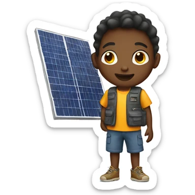 Boy with solar panel sticker