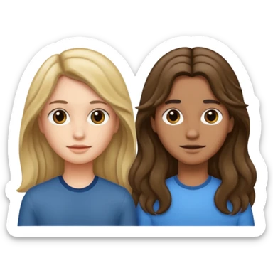 Longer wavy hair for one and straight for the other sticker