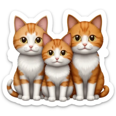 3 different coloured tiny short haired cats, including a dark grey and white cat, a ginger and white and a brown tabby and white sticker