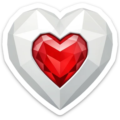 white and red geometric jewel heart sticker