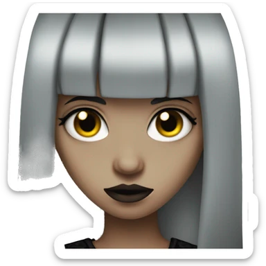 goth girl with bangs, black eye sticker