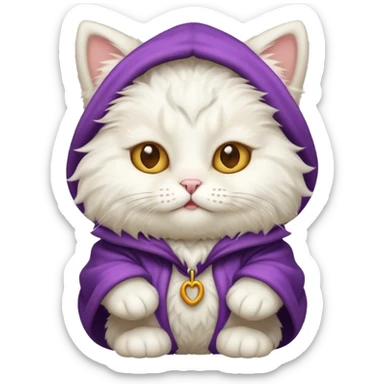 white cat with funny costume sticker