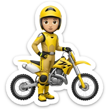 dirtbike rider in yellow gear signing autographs sticker