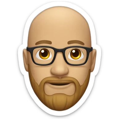 bald man with  three-day beard and glasses sticker