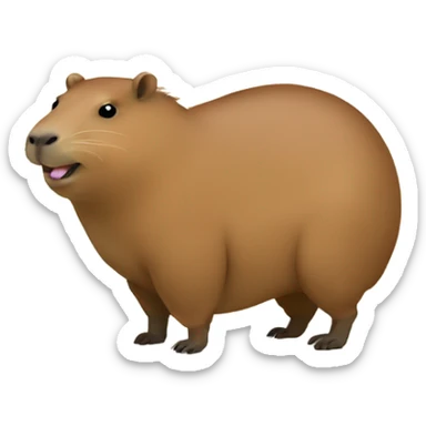 A capybara really happy for the letter n sticker