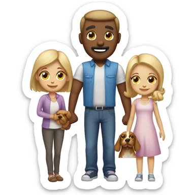 White family mother father two daughter and two dogs sticker