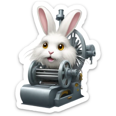 Angora rabbit in a tyrannical machine sticker