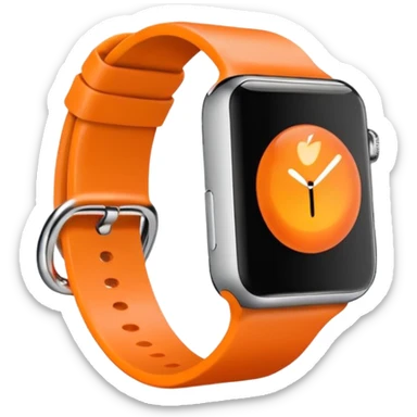 a orange apple watch with fitness rings in the style of an ios emoji  sticker