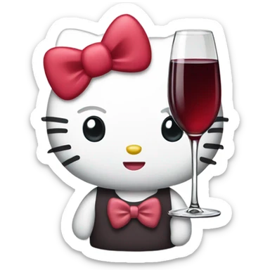 Hello Kitty drinking red wine sticker