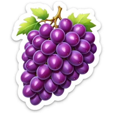 vibrant stylized bunch of purple grapes emoji, sprite for 2D fruit ninja game sticker