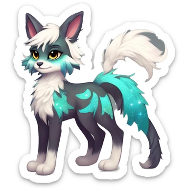 Cool cute Kawaii edgy fantasy animal sparkle fursona Fionbri by griffsnuff & LiLaiRa & Falvie full body sticker