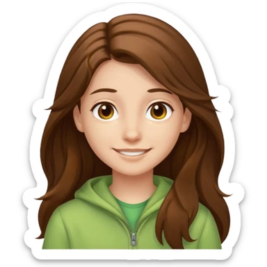 

"You have long brown hair that frames your face beautifully. Your skin is fair, giving you a fresh and youthful appearance. You have a warm smile that lights up your features. Your style is casual and comfortable, often wearing soft colors like light green that complement your look."

 sticker