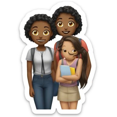 Three girl friends students  sticker