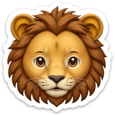 As un emoji de un león haciendo cara de malo con la melena un poco larga sticker