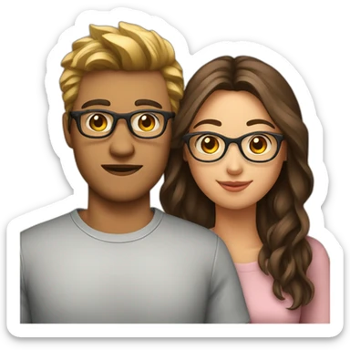 boyfriend and girlfriend with glasses on sticker