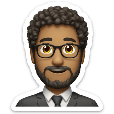 latino curly-haired male teacher wearing glasses trimmed beard sticker