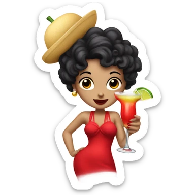Betty boop wearing a red dress drinking a margarita  sticker