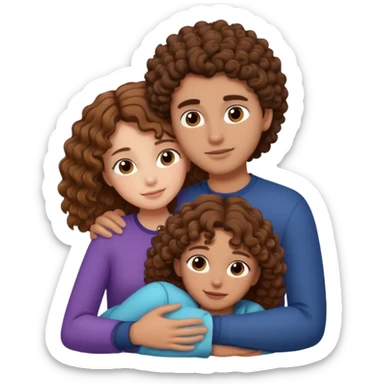 Girl with brown hair cuddle with curly hair guy brown hair  sticker