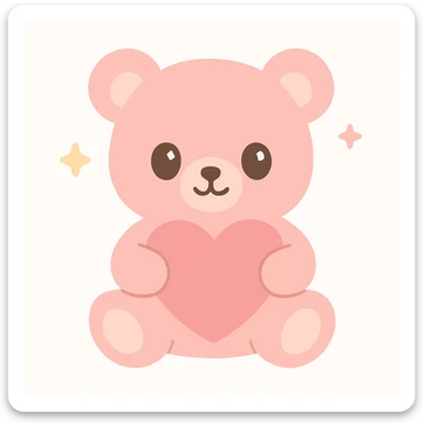 cute pink teddy bear holding a heart, sweet and friendly sticker