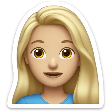 blonde girl with long hair dressed in blue shirt sticker