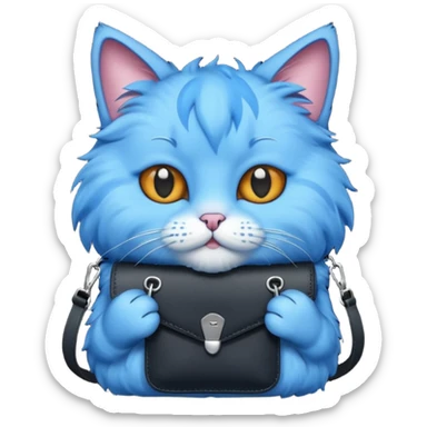 Blue cat with black bag sticker