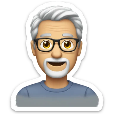 smiling Mature man with gray hair and beard and glasses sticker