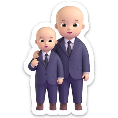 adorable baby mafia boss in oversized suit sticker