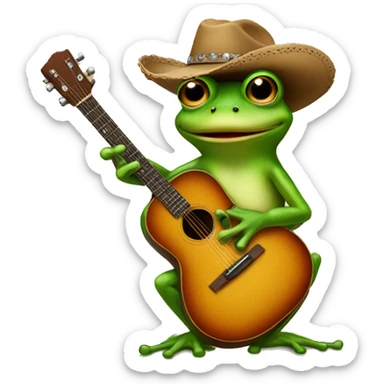 Frog with cowboy hat and guitar  sticker