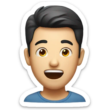 Smiling Chinese man have a surprised sticker