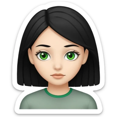 Black cat with green eyes girl with grey sticker