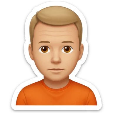 Donnie Wahlberg brown eyes,dark blonde hair, orange shirt  sticker
