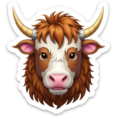 Badass Male unicorn highland cow sticker