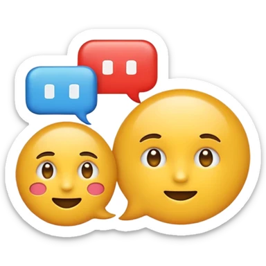 A minimalist emoji-style icon representing wordplay — symbolizing creativity with language. It features an open book or speech bubble merging with playful letters or word fragments, forming a clever visual pun. sticker