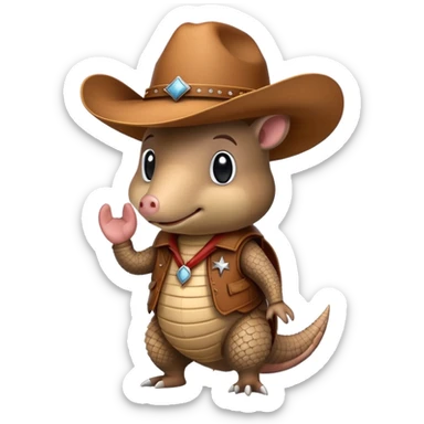 Armadillo with a cowboy hat sticker