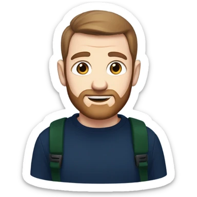 irish man light blue eyes, brown short receding hair and short beard, wearing a smart navy blue jumper. sticker