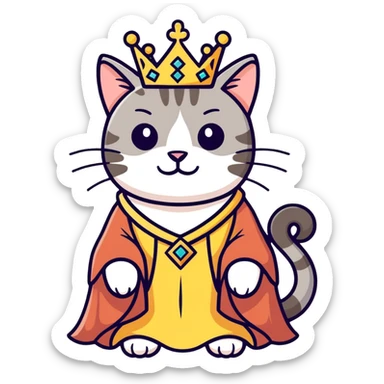 Brindle cat as princess sticker