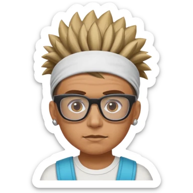 extreme mohawk person face headband glassess sticker
