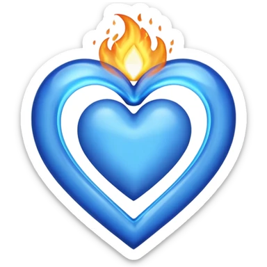 Blue heart with big BLUE flame NO RED OR ORANGE sticker