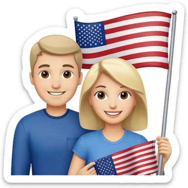 american flag hold in hands by a couple sticker