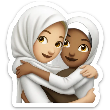 Two girls covered with Muslim women hugging sticker