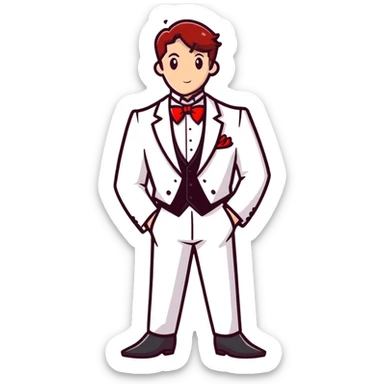 red and white formal tuxedo suit sticker