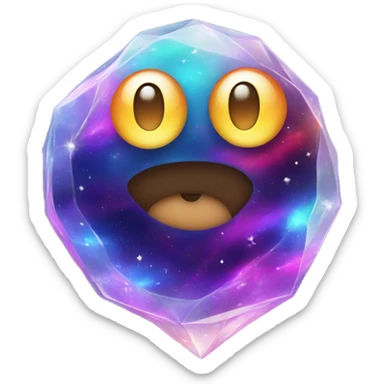 A vibrant, swirling galaxy inside a crystal, with tiny stars and cosmic dust floating around it.

 sticker