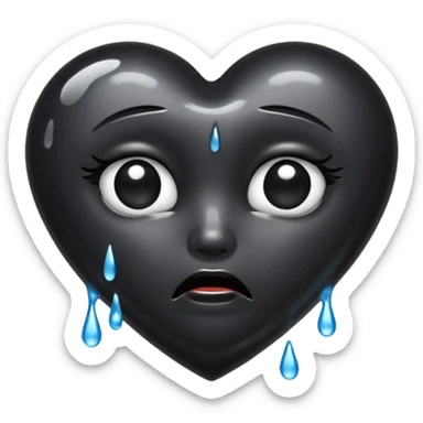 black heart crying sticker