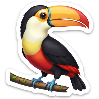smiling toucan, vibrant colors, white background sticker