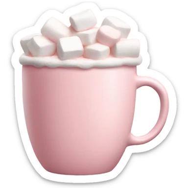 Light Pink mug of hot chocolate with marshmallows  sticker