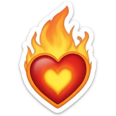 Heart on fire sticker