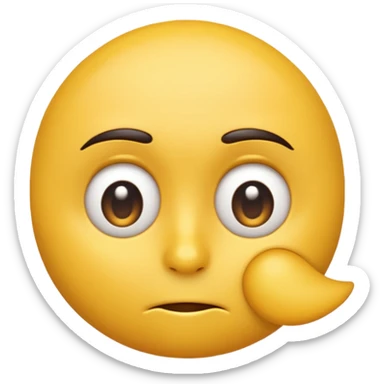 A 3D yellow emoji face giving a side-eye expression, one eyebrow raised, eyes looking sideways with a slightly skeptical or unimpressed look, clean white background, realistic shading, high detail, glossy texture, centered composition. sticker