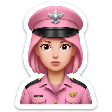 Pink red woman soldier power sticker