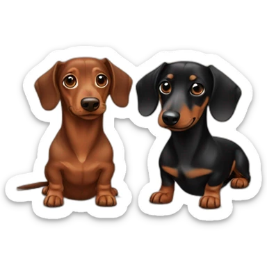 Brown dachshund and black and brown dachshund sticker