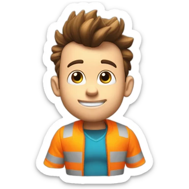 jimmy neutron wearing a v neck and high vis jacket sticker